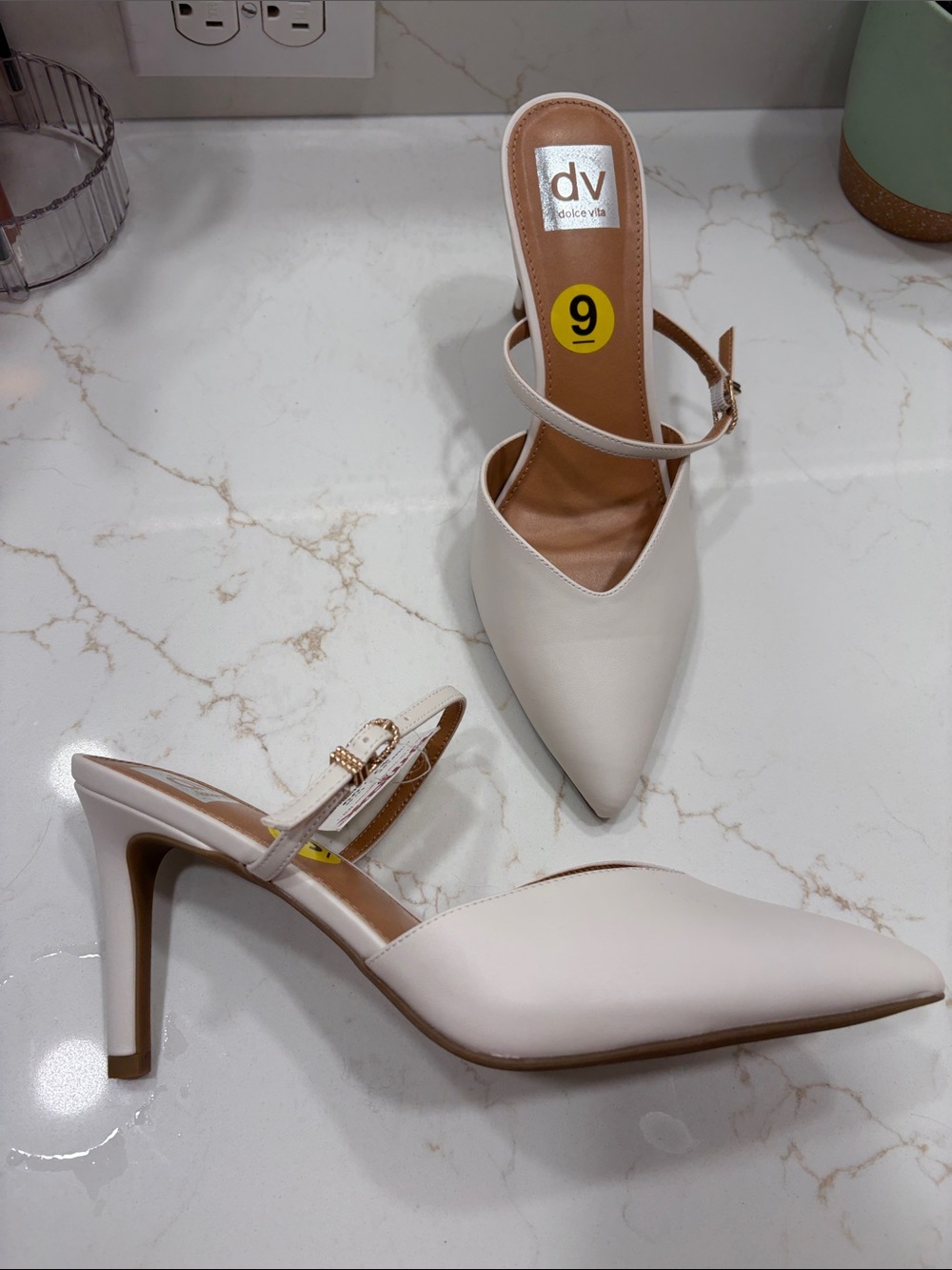 DV by Dolce Vita Cream Pointed Toe Slingback Heels